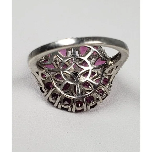 DJoy Signed 925 Sterling Silver Purplish Pink Rhodolite Garnet Ring Size 8.25 - Picture 11 of 16